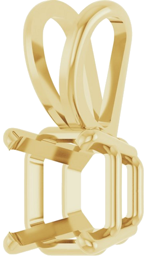 14K Yellow 8x8 mm Asscher 4-Prong Pendant Mounting (2)