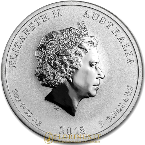 2018 Australija, Šuns metai, Lunar, 2 oz sidabrinė moneta (2)