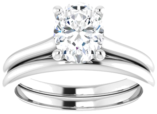 Sužadėtuvių Žiedas „Solitaire“ 585 Baltojo Aukso Oval 8mm x 6mm (8)