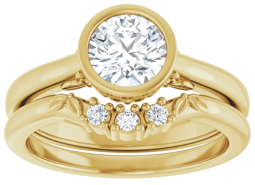 Sužadėtuvių Žiedas „Bezel-Set“ 585 Geltonojo Aukso Round 6mm (8)