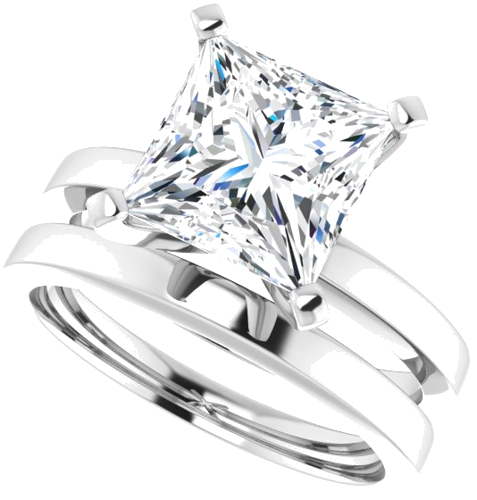 14K White 8x8 mm Square Solitaire Engagement Ring Mounting (10)