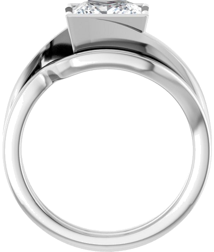 Sužadėtuvių Žiedas „Half-Bezel Solitaire“ 14k white gold Square 7mm (7)