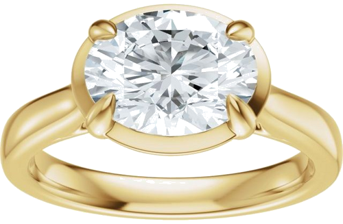 Sužadėtuvių Žiedas „Claw-Prong Solitaire Bezel-Style“ 14k yellow gold Oval 9mm x 7mm (3)