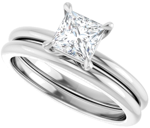 Sužadėtuvių Žiedas „Claw-Prong“ 10k white gold Square 5mm (10)