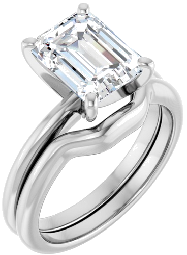 14K X1 White  9x7 mm Emerald Solitaire Engagement Ring Mounting (6)