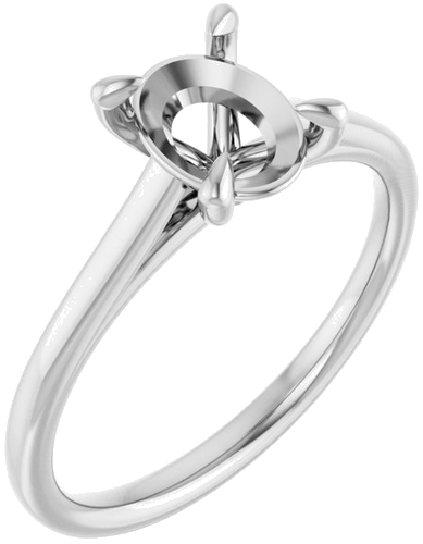 Sužadėtuvių Žiedas „Claw-Prong Solitaire“ 10k white gold Oval 8mm x 6mm (1)