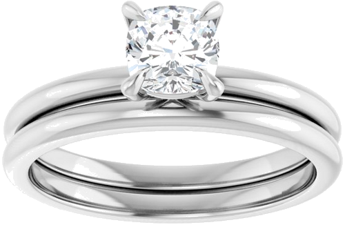 14K White  5x5 mm Cushion Solitaire Engagement Ring Mounting (8)