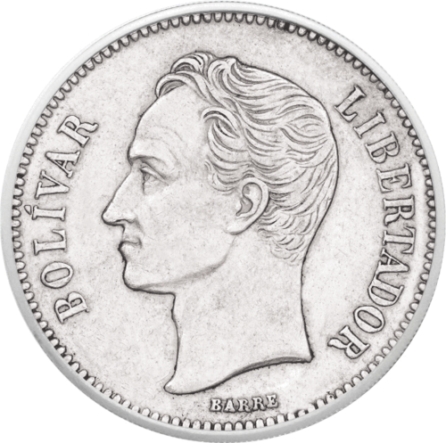 2 Bolivarės (1879-1936) Venesuela sidabrinė moneta (1)