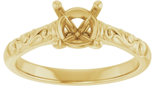 14K Yellow 6.5 mm Round Solitaire Engagement Ring Mounting (3)