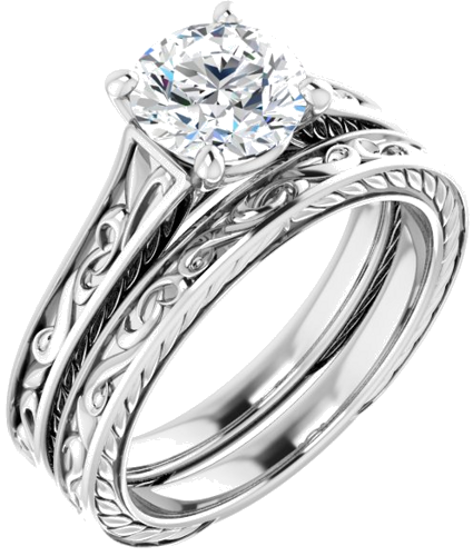 14K White  7 mm Round Solitaire Engagement Ring Mounting (6)