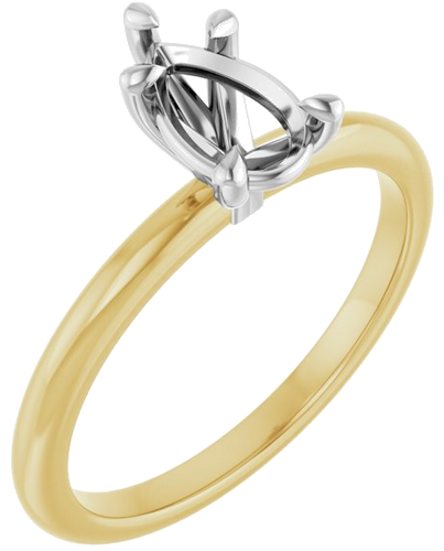 Sužadėtuvių Žiedas „Claw-Prong“ 14k yellow/white gold Pear 8mm x 5mm (1)