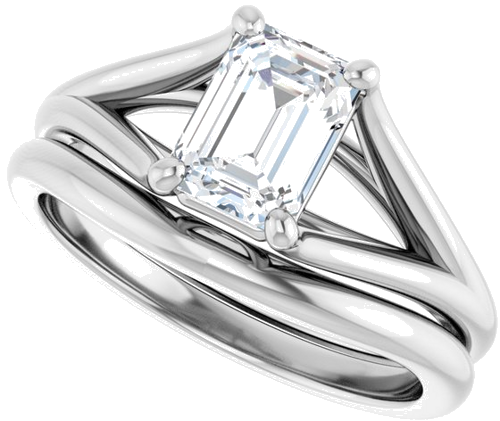 Sužadėtuvių Žiedas „Solitaire“ 14k white gold Emerald 7mm x 5mm (10)