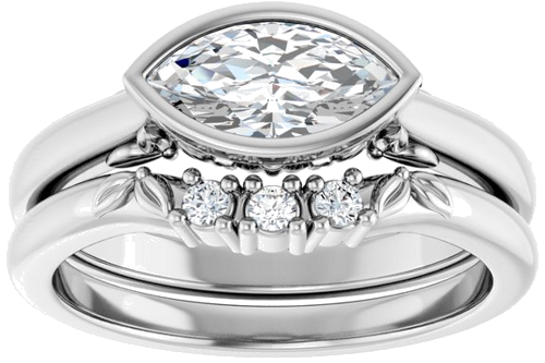 Sužadėtuvių Žiedas „Bezel-Set“ 14k white gold Marquise 9mm x 4.5mm (8)