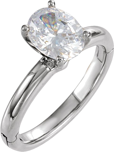 Sužadėtuvių Žiedas „CLIQ® Hinged Adjustable Solitaire“ 14k white gold Oval 9mm x 7mm (8)