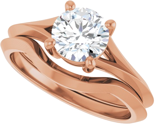 Sužadėtuvių Žiedas „Solitaire Split Shank“ 14k rose gold Round 6.5mm (10)