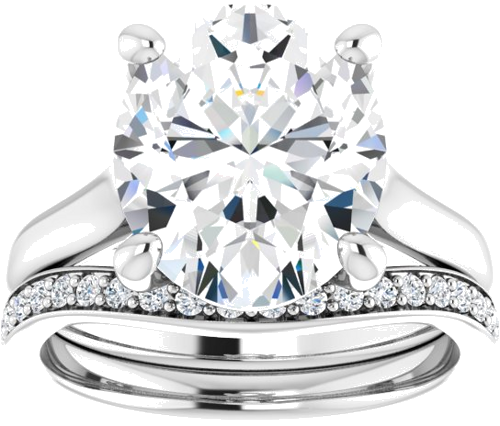 14K White 12x10 mm Oval Solitaire Engagement Ring Mounting (8)