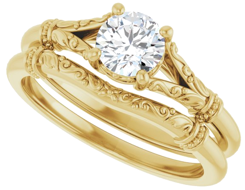 Sužadėtuvių Žiedas „Sculptural“ 14k yellow gold Round 5.2mm (10)