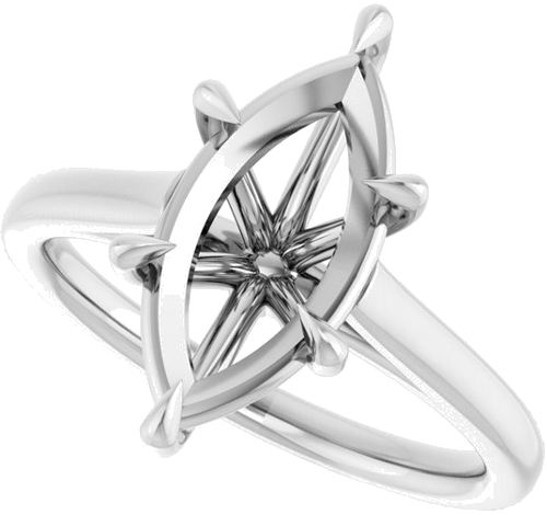 Sužadėtuvių Žiedas „Claw-Pong“ 14k white gold Marquise 14mm x 7mm (5)