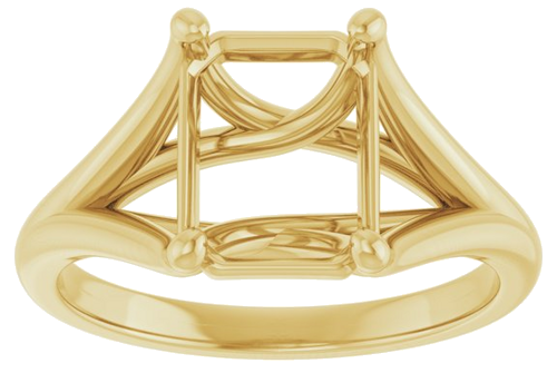 14K Yellow 9x7 mm Emerald Solitaire Engagement Ring Mounting (3)