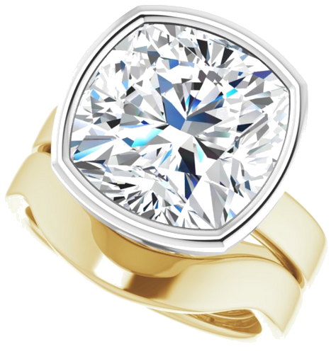 14K Yellow White 12 mm Cushion Solitaire Engagement Ring Mounting (10)