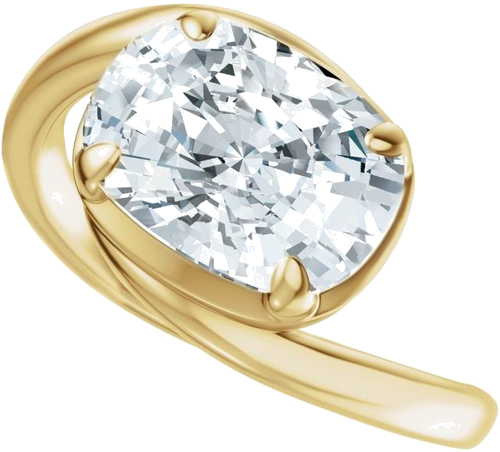 Sužadėtuvių Žiedas „Claw-Prong Solitaire Bypass“ 14k yellow gold Elongated Cushion 9mm x 7mm (5)