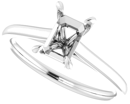 Sužadėtuvių Žiedas „Solitaire“ 585 Baltojo Aukso Emerald 7mm x 5mm (5)