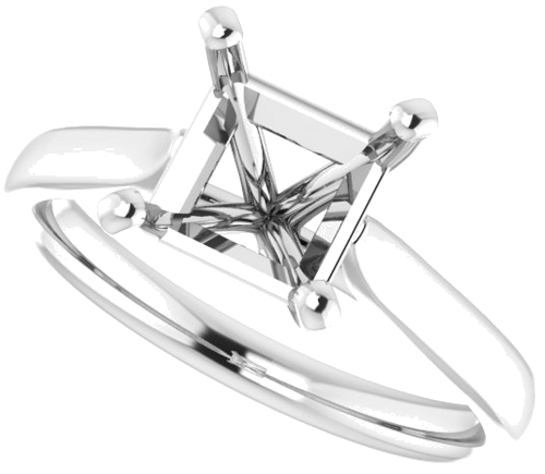 Sužadėtuvių Žiedas „Solitaire“ 585 Baltojo Aukso Square 6.5mm (5)