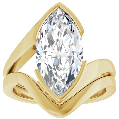 Sužadėtuvių Žiedas „Half-Bezel Solitaire“ 14k yellow gold Marquise 16mm x 8mm (8)