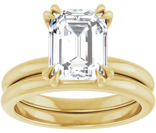 Sužadėtuvių Žiedas „Double Claw-Prong“ 14k yellow gold Emerald 9mm x 7mm (8)