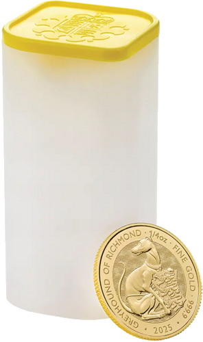 1/4 oz Хрътка от Ричмънд 2025 Златна монета от серията Тюдорски зверове (3)