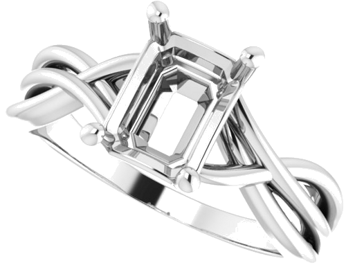 Sužadėtuvių Žiedas „Solitaire“ 585 Baltojo Aukso Emerald 8mm x 6mm (5)