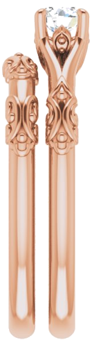 Sužadėtuvių Žiedas „Solitaire Sculptural“ 10k rose gold Round 4.1mm (9)