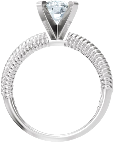 Sužadėtuvių Žiedas „Solitaire Rope“ 14k white gold Elongated Cushion 9mm x 7mm (2)