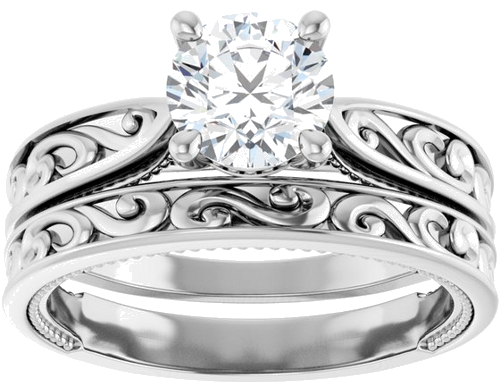 Sužadėtuvių Žiedas „Solitaire Vintage-Inspired“ 14k white gold Round 6.5mm (8)