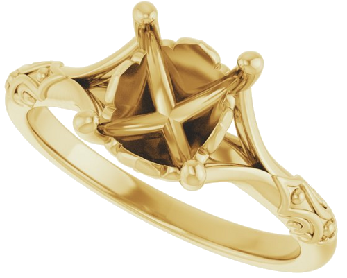 Sužadėtuvių Žiedas „Solitaire Split Shank“ 585 Geltonojo Aukso Oval 9mm x 7mm (5)