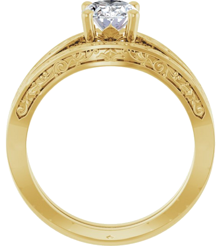 Sužadėtuvių Žiedas „Solitaire Floral“ 14k yellow gold Oval 8mm x 6mm (7)
