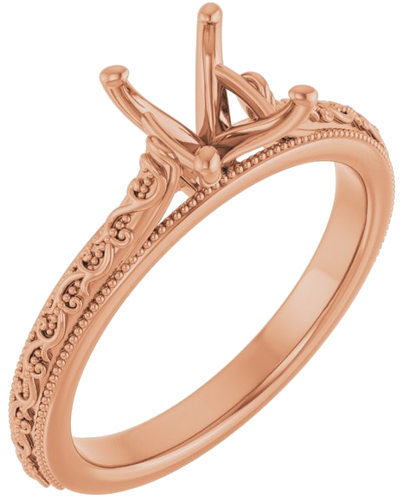 14K Rose  8x6 mm Oval Solitaire Engagement Ring Mounting (1)