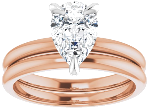 14K Rose White 9 x 6 mm Pear Engagement Ring Mounting (8)