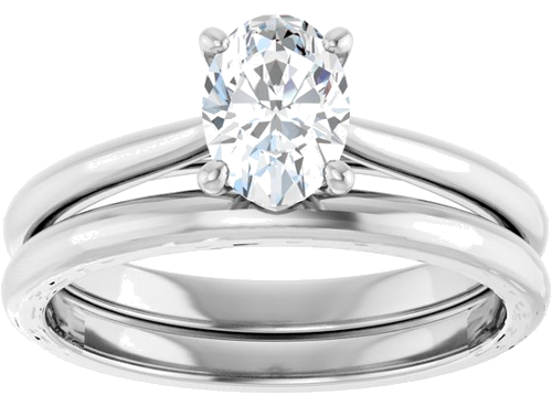 Sužadėtuvių Žiedas „Solitaire“ 585 Baltojo Aukso Oval 7mm x 5mm (8)