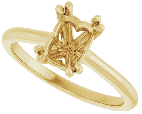 Sužadėtuvių Žiedas „Solitaire“ 585 Geltonojo Aukso Emerald 7mm x 5mm (5)