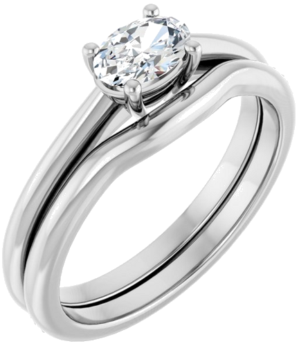Sužadėtuvių Žiedas „Solitaire“ 14k white gold Oval 6mm x 4mm (6)