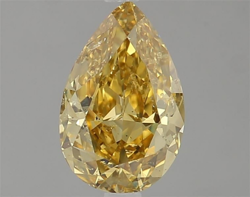 0.62 carat Fancy Intense Orangey Yellow-SI2 Natūralus Pear Deimantas (1)