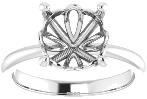 14K White 9.4 mm Round Solitaire Engagement Ring Mounting (3)