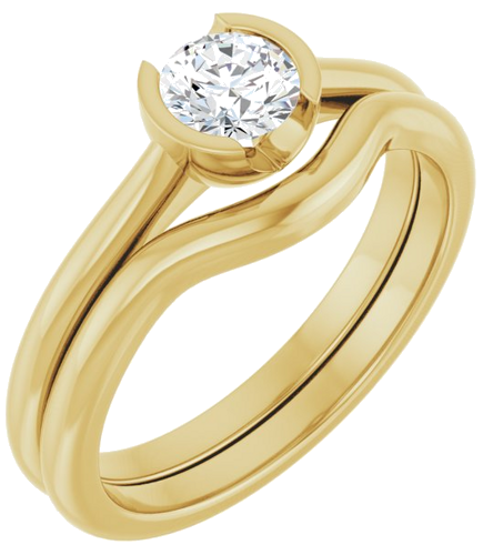 Sužadėtuvių Žiedas „Half-Bezel Solitaire“ 14k yellow gold Round 4.8mm (6)