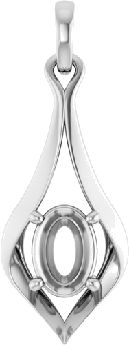 Pakabukas „Solitaire“ 585 Baltojo Aukso Oval 7mm x 5mm (1)