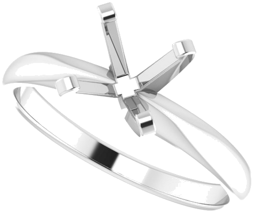 14K White 6.6-7.2 mm Round Solitaire Engagement Ring Mounting (5)