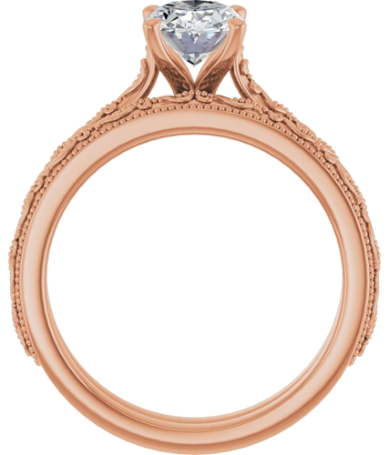 Sužadėtuvių Žiedas „Solitaire“ 585 Rožinis Aukso Oval 8mm x 6mm (7)