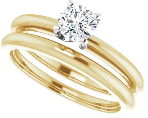 Sužadėtuvių Žiedas „Solitaire“ 585 Geltonojo Aukso Ir 950 Platinos Round 4.8mm (10)