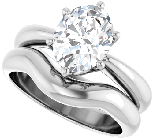 Sužadėtuvių Žiedas „Solitaire Crown-Inspired“ 14k white gold Oval 9mm x 7mm (10)