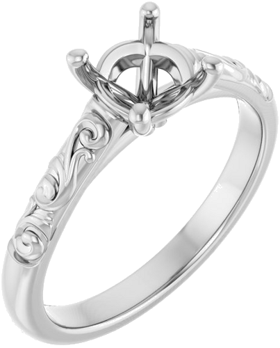 14K White 6.5 mm Round Solitaire Engagement Ring Mounting (1)